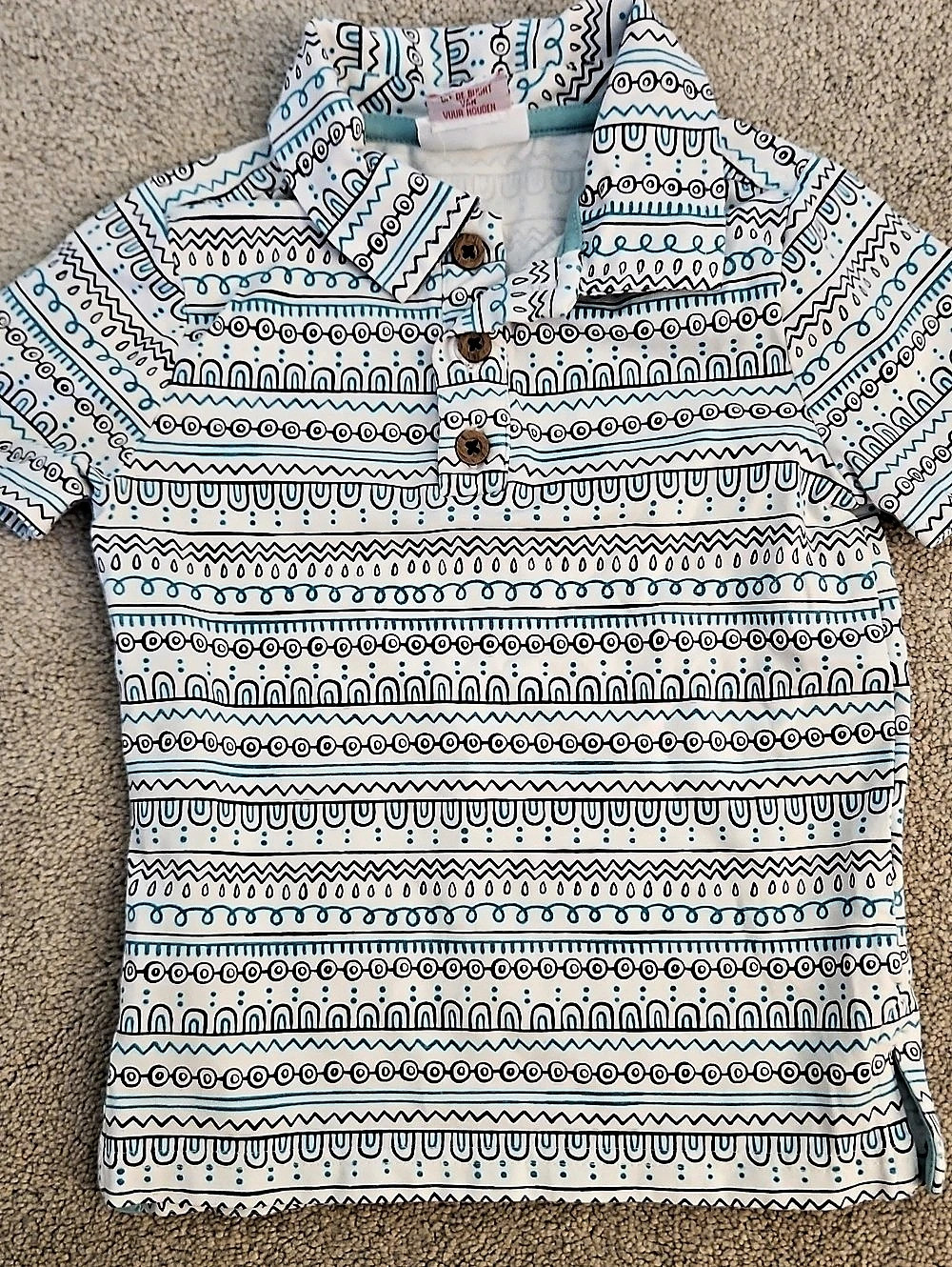 Tommy Bahama Boys 2T Geometric Button Down in White & Blue